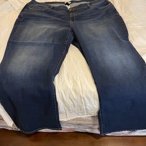 Dark denim, high rise boot cut jeans